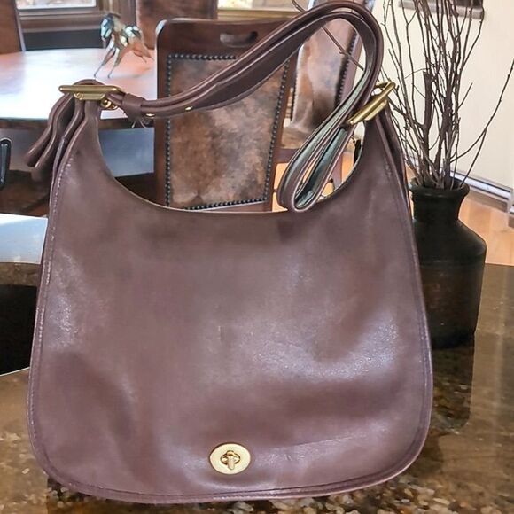 VINTAGE Perfection-Coach Legacy Crescent Flap Saddlebag Crossbody 9718 DkBrown - Picture 3 of 17